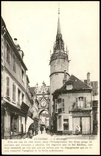 CPA Auxerre L' Horloge; Stadt-Teilansicht 1910