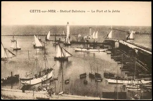 .Frankreich Station Balnéaire Le Port et la Jetée CETTE-sur-MER 1910