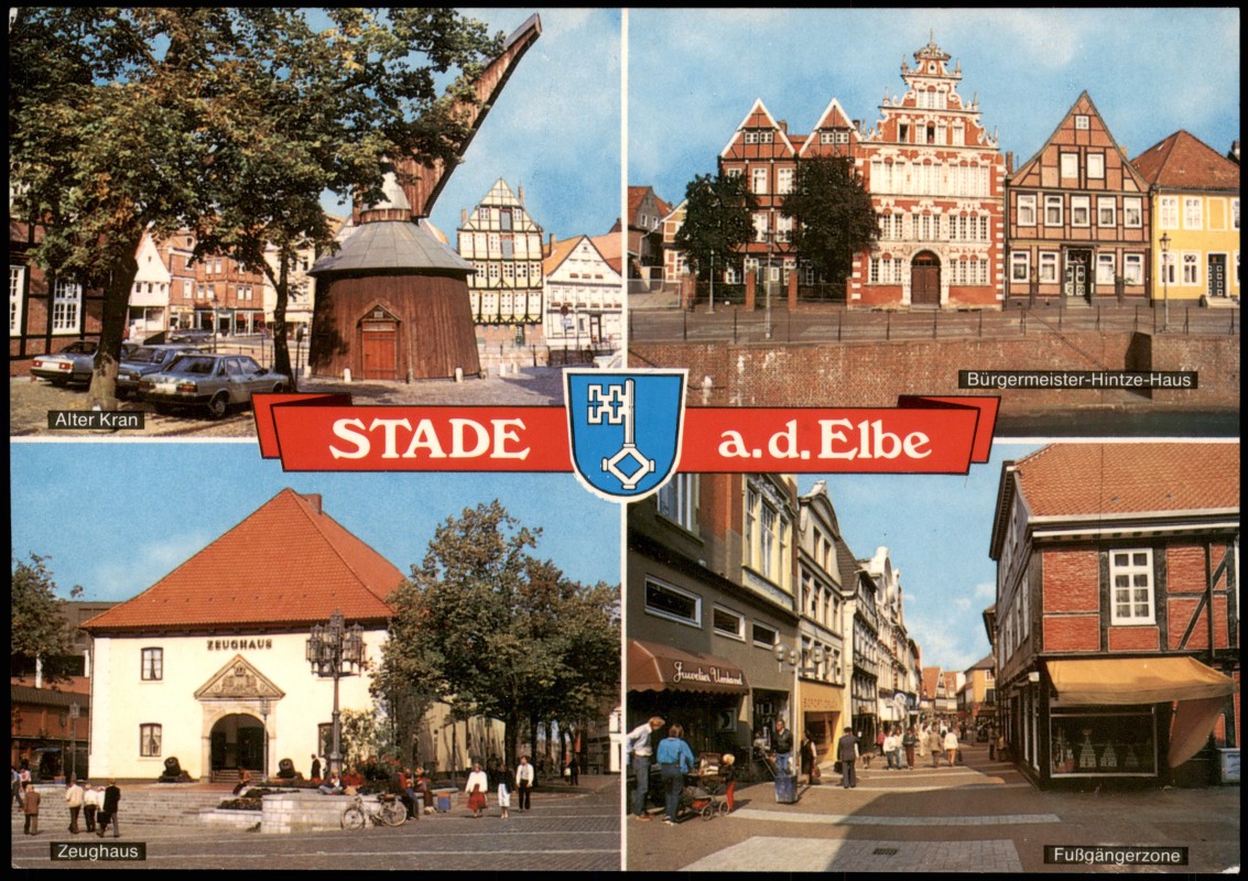 Ansichtskarte Stade Stood Alter Kran, Zeughaus, Fußgängerstraße 1972 Nr