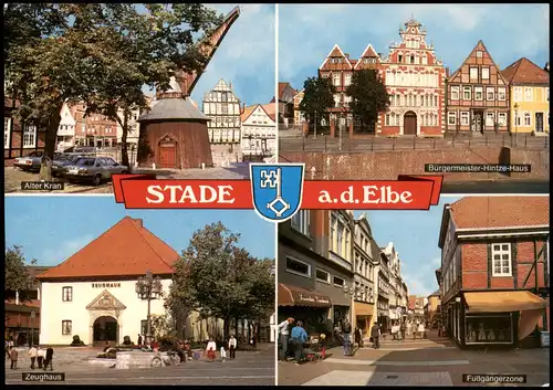 Ansichtskarte Stade Stood Alter Kran, Zeughaus, Fußgängerstraße 1972