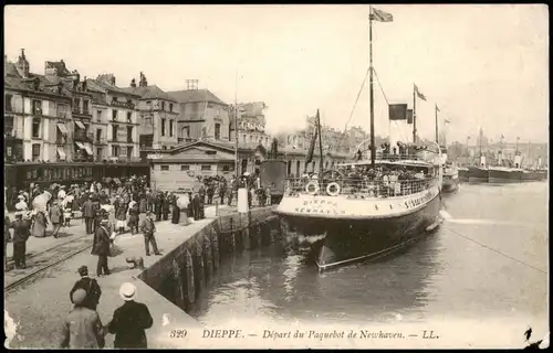 CPA Dieppe Départ du Paquebot de Newhaven; Hafen-Szene 1910