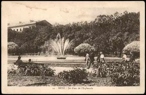 CPA Metz Esplanade; Springbrunnen Wasserspiele 1934/1920