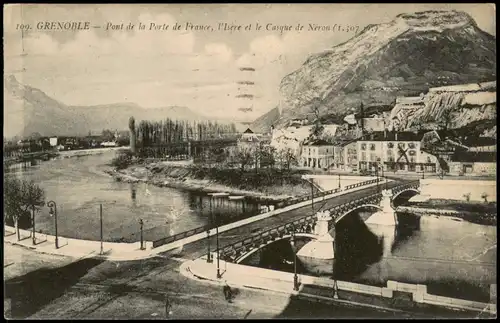 Grenoble Pont de la Porte de France, l'Isère et le Casque de Néron 1921