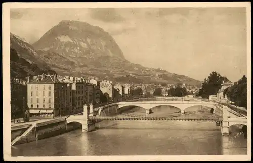 Grenoble Vue générale sur les Quais, la Tronche et le Saint-Eynard 1930