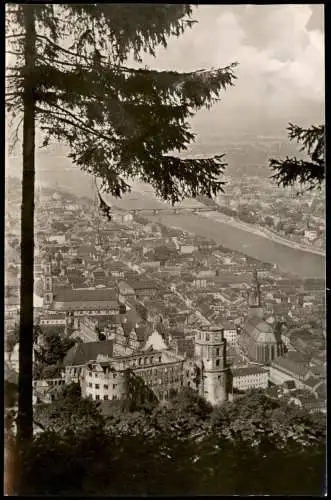Ansichtskarte Heidelberg Stadt Panorama Blick vom Rindenhäuschen 1950