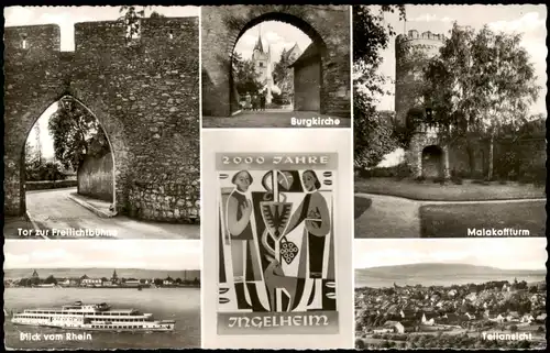 Ingelheim Mehrbild-AK m,it Malakoff-Turm, Burg-Kirche, Freilichtbühne uvm. 1963