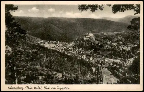 Schwarzburg Ortspanorama (Thür. Wald) Blick vom Trippstein 1950