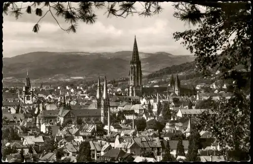 Freiburg im Breisgau Panorama-Ansicht Blick über die Stadt 1960