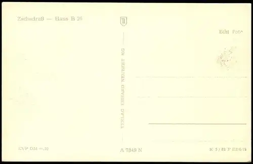 Ansichtskarte Zschadraß Gebäude-Ansicht zur DDR-Zeit: Haus B 20 1962