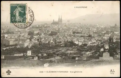 CPA Clermont-Ferrand Vue générale, Stadt-Panorama 1909