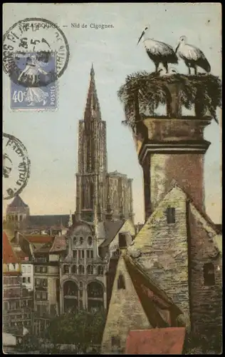 Straßburg Strasbourg Stadt mit Nest von Störchen, Nid de Cigognes. 1920