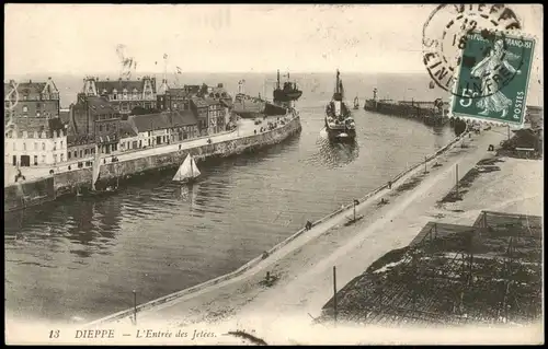 CPA Dieppe L'Entrée des Jetées; Hafen-Einfahrt 1910
