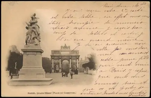 CPA Paris QUAND-MÊME PLACE DU CARROUSEL 1900  nach ISCHL (mit Ankunftsstempel)