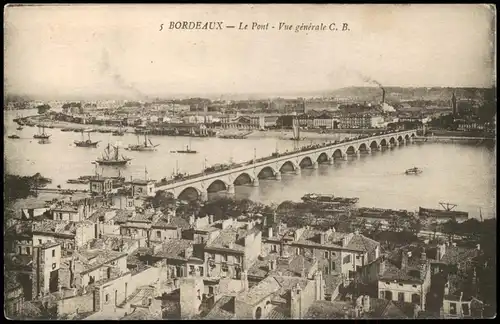 CPA Bordeaux Le Pont - Vue générale; Stadt-Panorama 1910