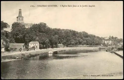 CPA Château-Gontier Eglise Saint Jean et le Jardin Anglais 1915