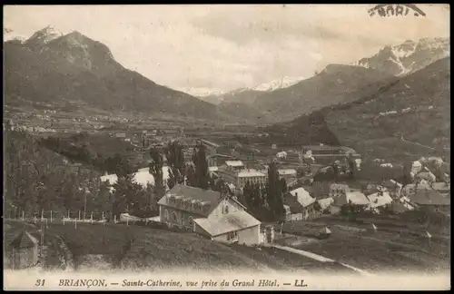 CPA Briançon Sainte-Catherine, vue prise du Grand Hotel 1923