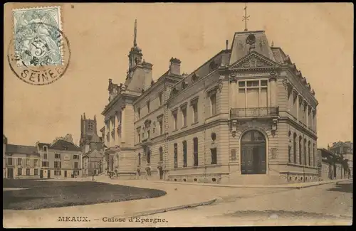 CPA Meaux Caisse d'Epargne; Straßen Ansicht 1906