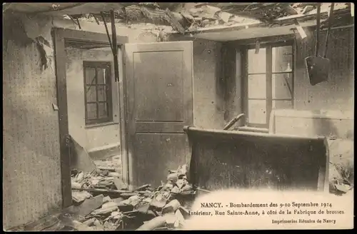 Nancy Bombardement Intérieur, Rue Sainte-Anne, Fabrique de brosses 1914