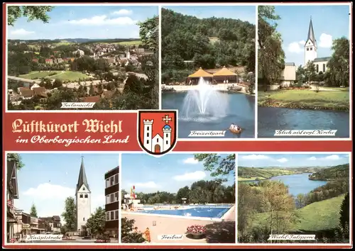 Ansichtskarte Wiehl Straßen, Schwimmbad, Umland 1976