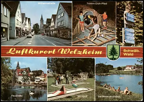 Ansichtskarte Welzheim Wilhelmstraße, Minigolf, Badesee 1975