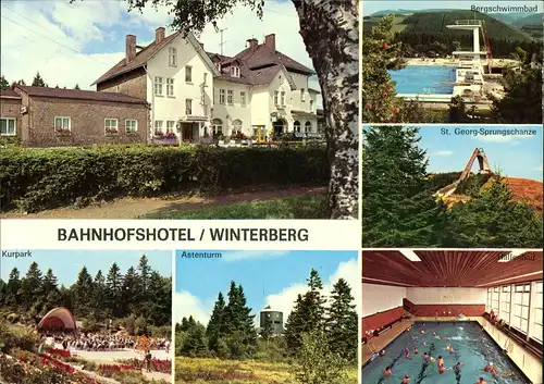 Winterberg Bahnhofs-Hotel, Astenturm, Freibad Hallenbad uvm. 1975 Stempel 5788