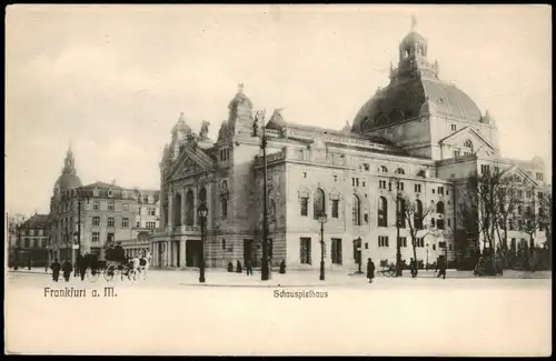 Ansichtskarte Frankfurt am Main Schauspielhaus, Kutsche 1908