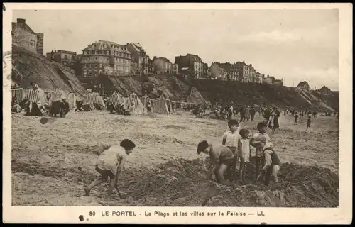 CPA Le Portel Plage et les villas sur la Falaise 1910