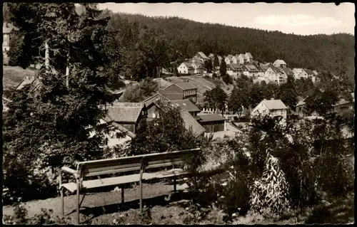 Ansichtskarte Altenau-Clausthal-Zellerfeld Blick auf Ort mit Sitzbank 1965