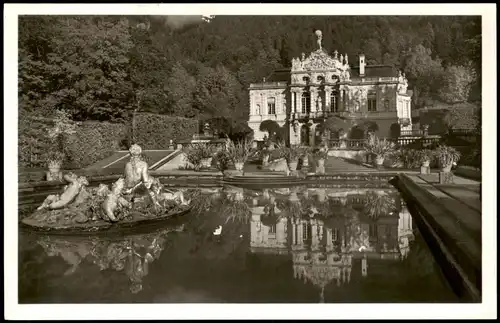 Ansichtskarte Linderhof-Ettal Schloss Linderhof, Brunnen - Fotokarte 1940