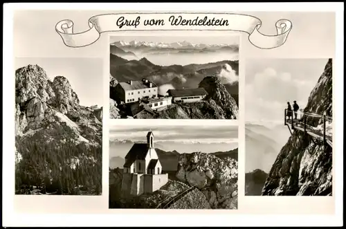 Ansichtskarte Bayrischzell Mehrbild Wendelstein (1838 m) u.a. im Nebel 1956