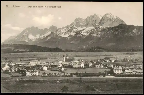 Ansichtskarte St. Johann in Tirol Stadt mit dem Kaisergebirge 1909