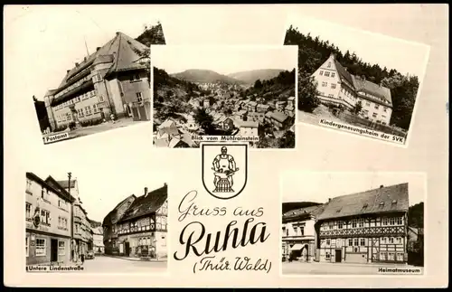 Ruhla DDR Mehrbild-AK mit Postamt, Kinder-Genesungsheim der SVK uvm. 1961