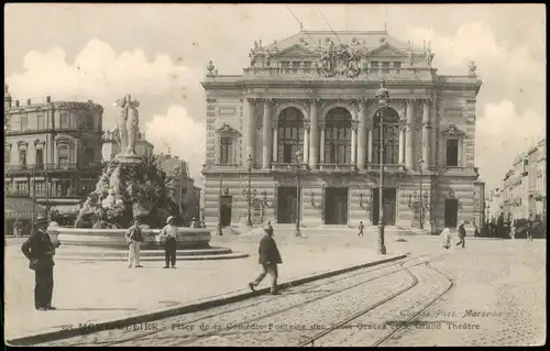 Montpellier Place de la Comédie Fontaine des Drois-Graces eye Grand Théâtre 1906