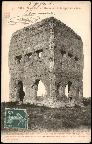CPA Autun Édifice Romain dit Temple de Janus 1920