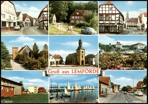 Ansichtskarte Lemförde Mehrbild: Straße, Schule, Dümmer 1972
