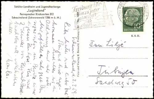 Freiburg im Breisgau Schüler-Landheim und Jugendherberge „Luginsland" 1959