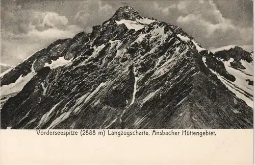 Flirsch Vorderseespitze (2888 m) Langzugscharte, Ansbacher Hüttengebiet. 1912