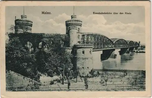 Ansichtskarte Mainz Eisenbahnbrücke 1925