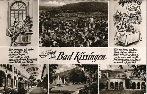 Ansichtskarte Bad Kissingen Stadtteilansichten, Scherzkarte 1963