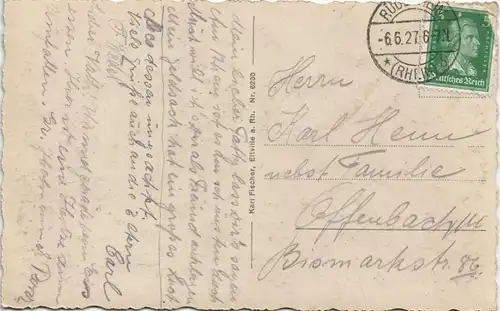 Ansichtskarte Rüdesheim (Rhein) Drosselgasse - Gedicht 1927