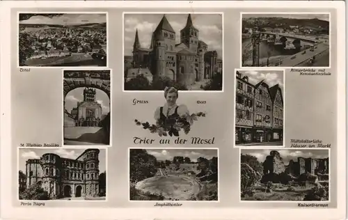 Ansichtskarte Trier Stadtteilansichten - Weinkönigin 1953