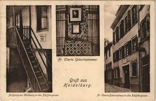 Ansichtskarte Heidelberg Pfaffengasse, Eberts Geburtszimmer 1925