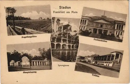 Frankfurt am Main Stadion. Kugelfangplätze, Tribüne, Sprungturm 1927