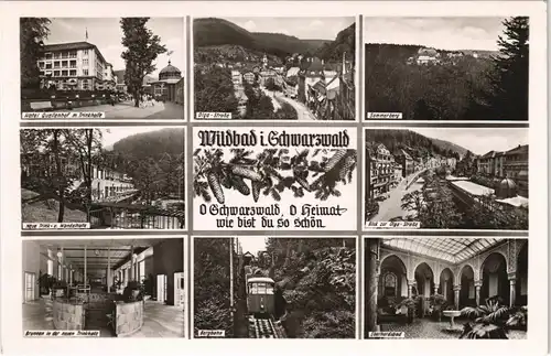 Ansichtskarte Bad Wildbad Hotel Quellenhof m. Trinkhalle Olgastraße 1938
