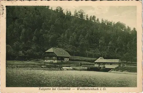 Ansichtskarte Waldkatzenbach-Waldbrunn (Odenwald) Talsperre bei Gaimühle 1927