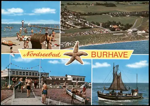 Burhave-Butjadingen Nordseebad Strand Mehrbild-AK 4 Ansichten 1975