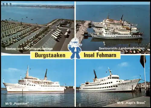 Burgstaaken (Fehmarn) Mehrbild-AK mit Hafen, Schiffe der Seetouristik 1975
