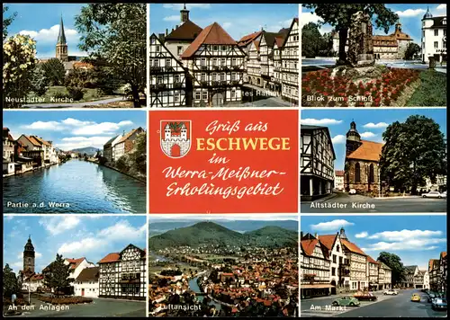 Eschwege Mehrbild-AK mit Luftansicht, Markt, Kirche, Schloß uvm. 1980