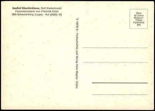 Schwalenberg-Schieder Gasthof Künstlerklause, , Fassaden-Malerei F. Eicke 1975