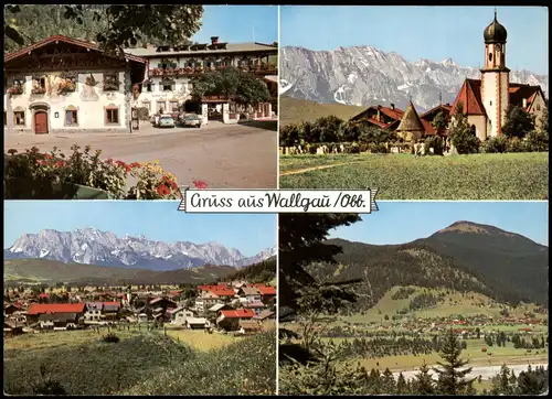 Ansichtskarte Wallgau Mehrbildkarte mit Hotel Post und Ortsansichten 1970